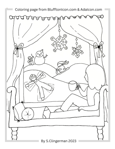 Dreaming of snow coloring page bluffton icon