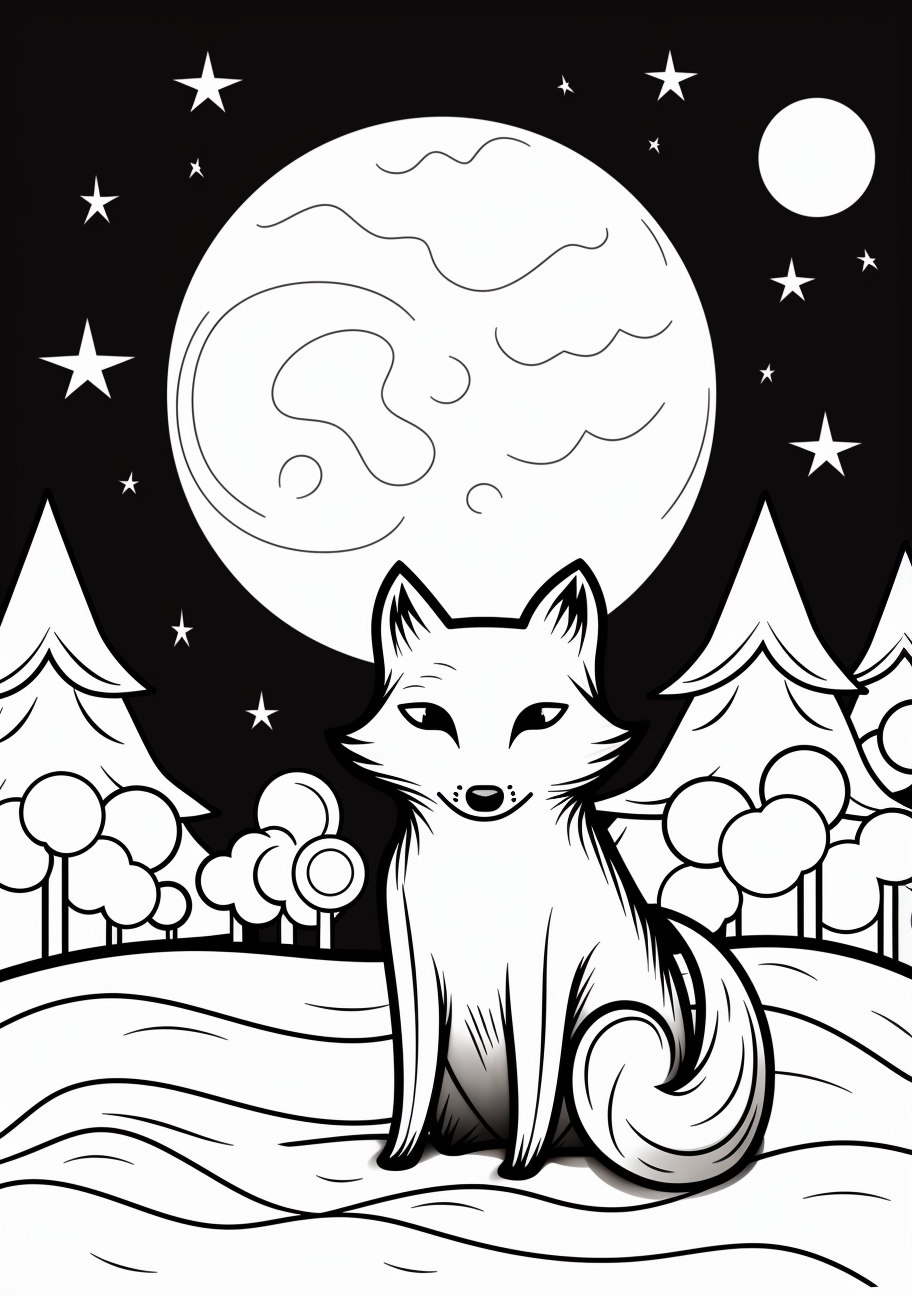 Nighttime fox under the stars