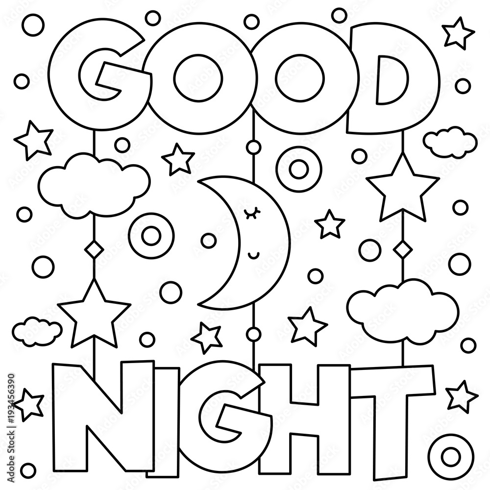 Good night coloring page vector illustration vector