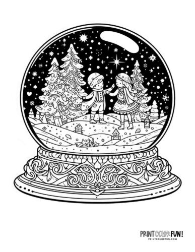 Snow globe clipart coloring pages for a magical holiday season at
