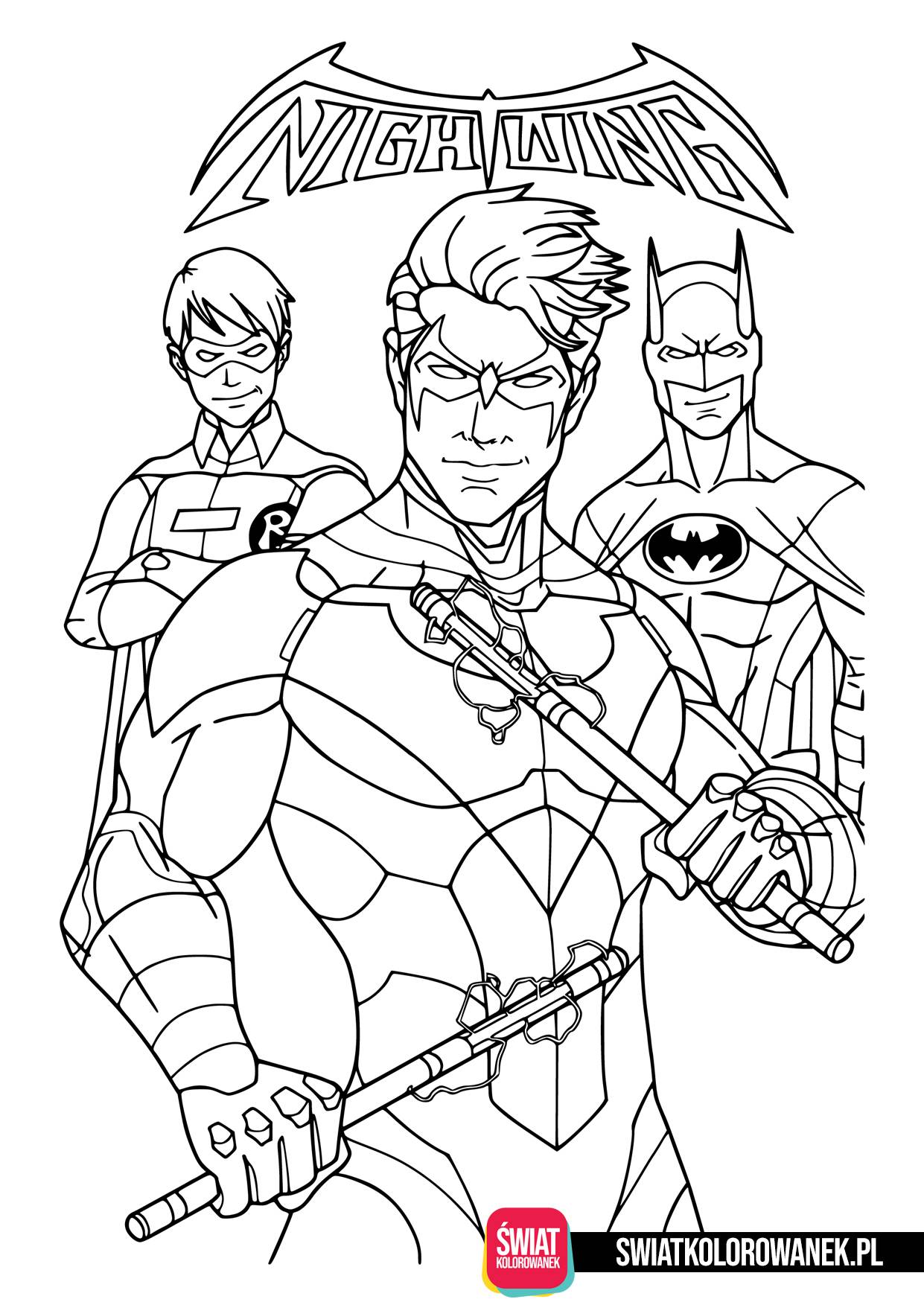 Kolorowanka nightwing dc comics