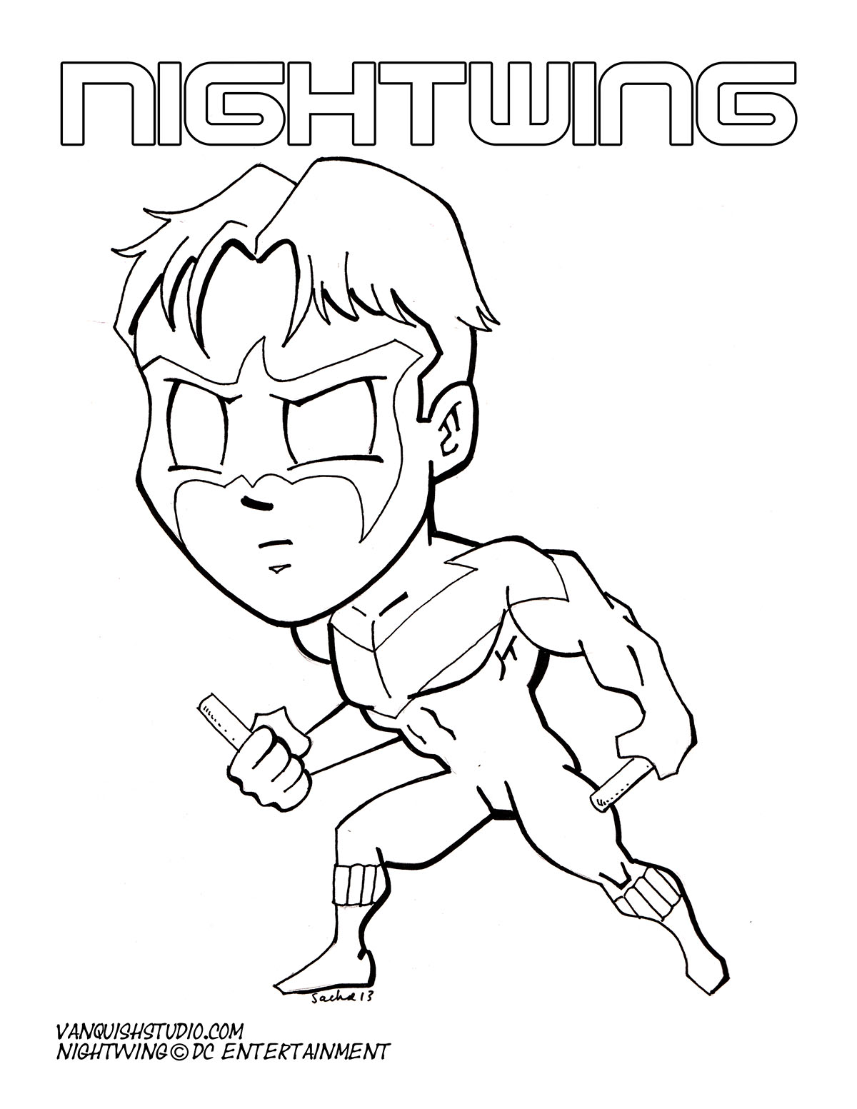 Nightwing coloring page vanquish studio