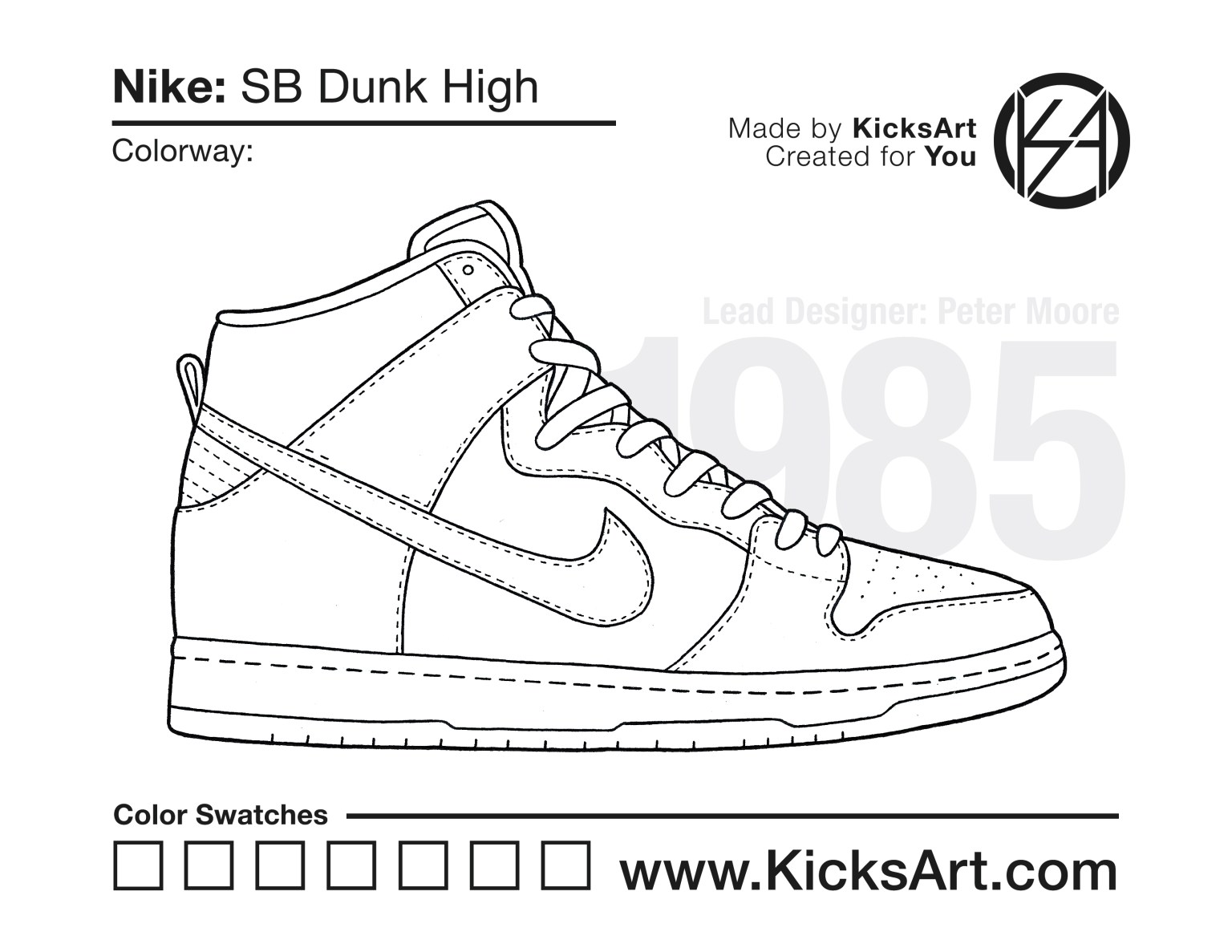 Nike sb dunk high sneaker coloring pages