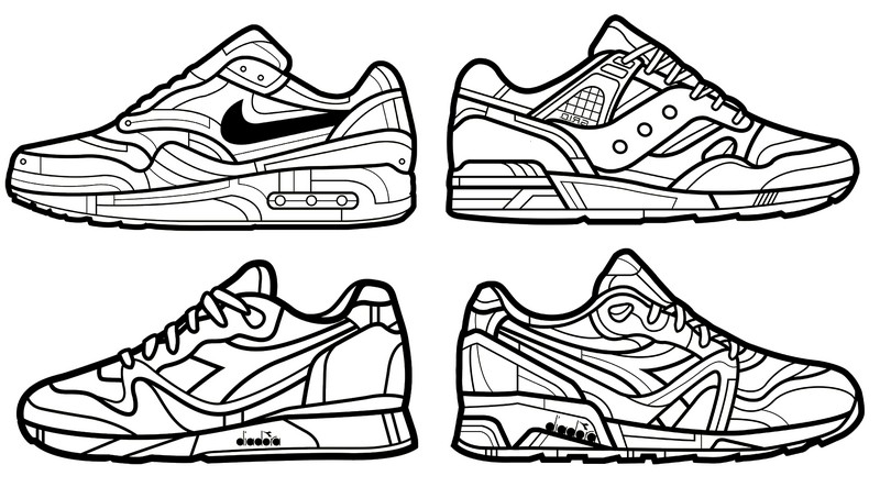 Art therapy coloring page shoes nike