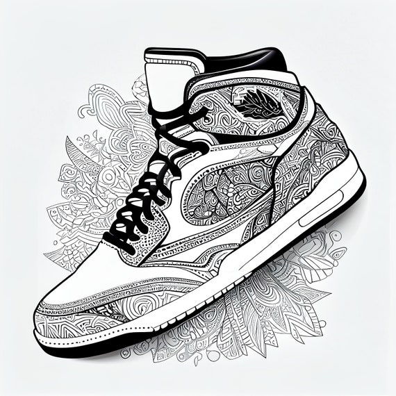 Buy pack mandala sneaker coloring page hyper detailed black and white shoes instant download set anti