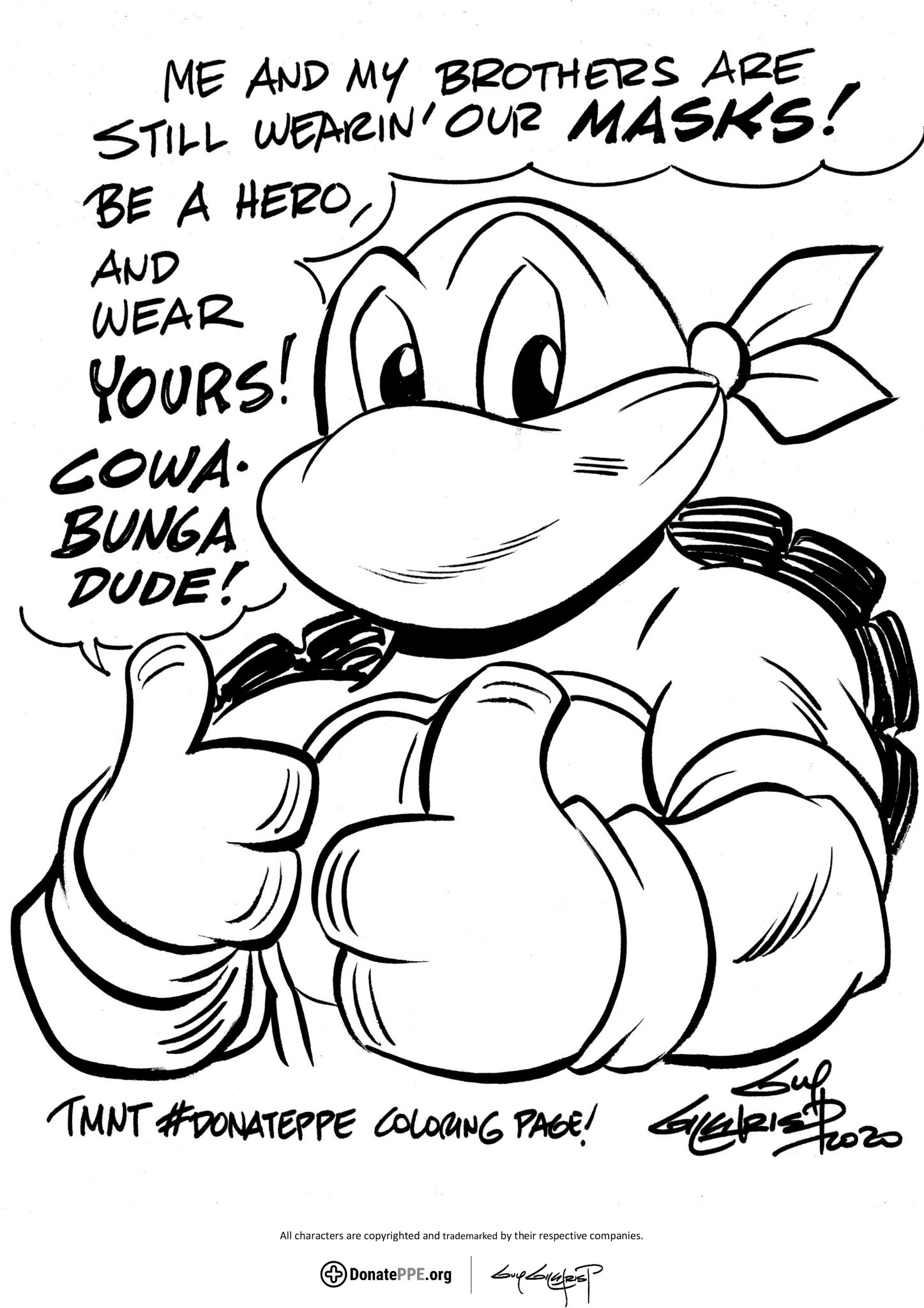 Ninja turtles coloring challenge