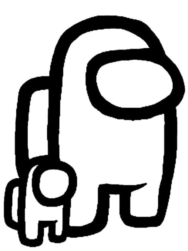 Among us with a mask on the face coloring page printable