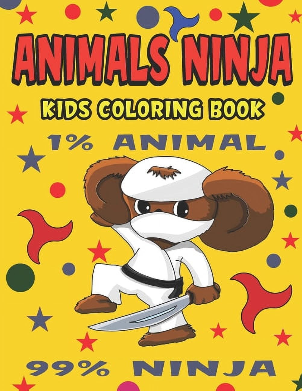 Animals ninja kids coloring book super cute ninja coloring pages for children ages