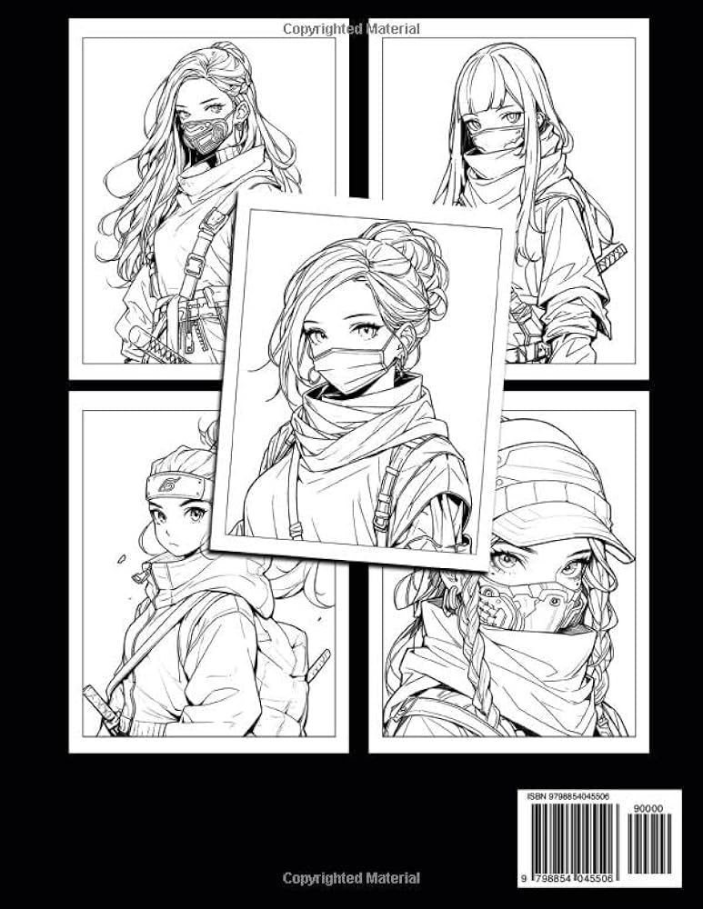 Anime ninja girls coloring book legends ninja coloring pages with powerful characters illustrations for adults to reduce stress and unwind dorothy dixon books