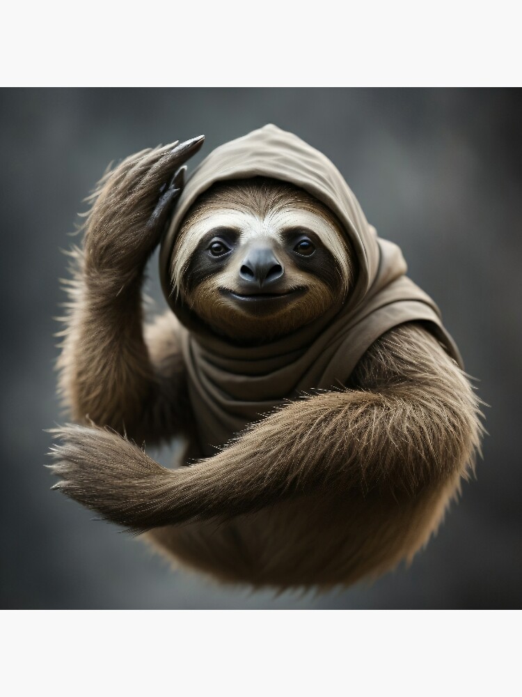 Ninja sloth framed art print for sale by tinashesshop