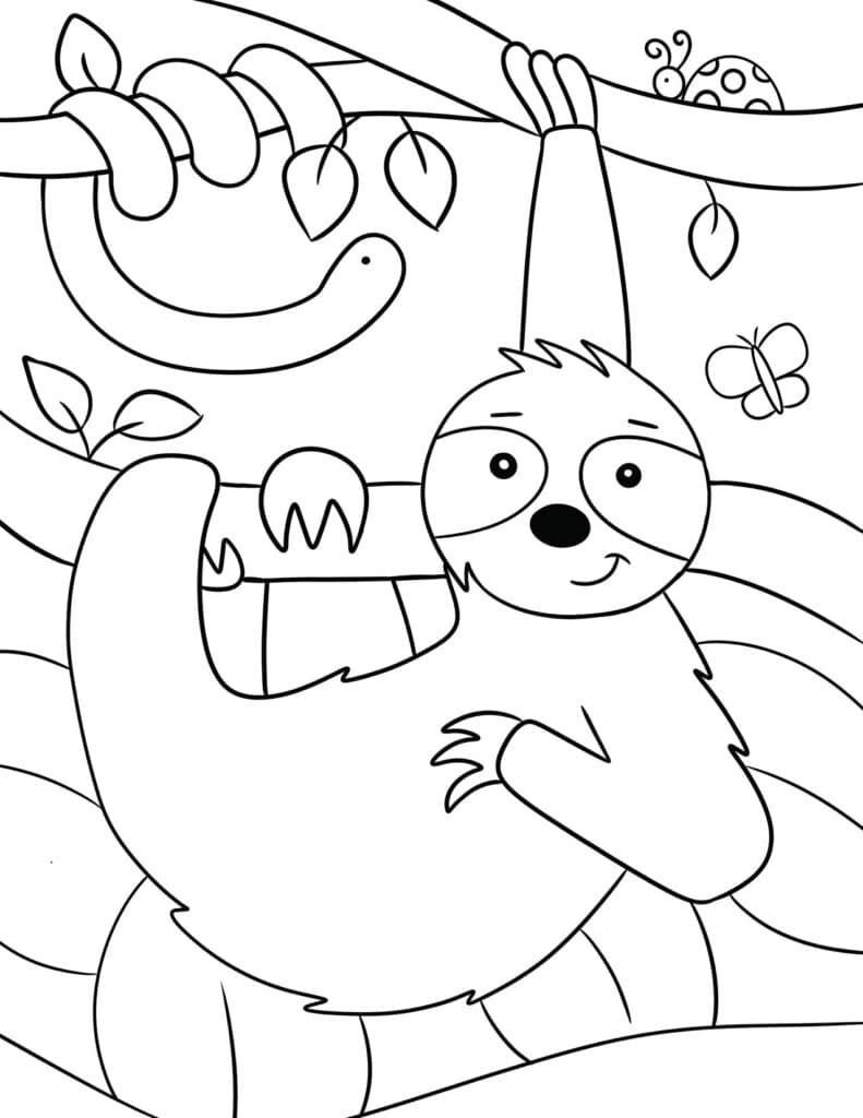 Free printable sloth coloring pages â the hollydog blog