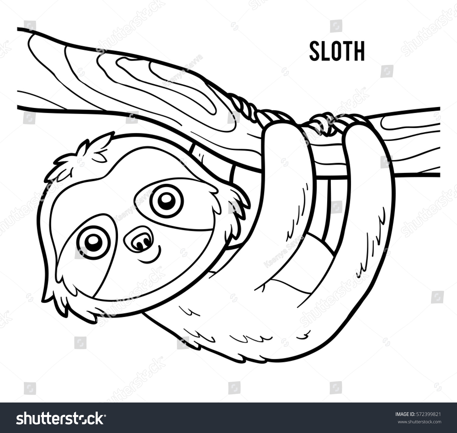 Coloring book children sloth stock vector royalty free