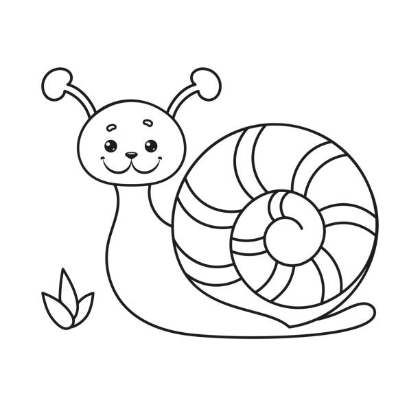 Coloring page for kids with a snail stock illustration