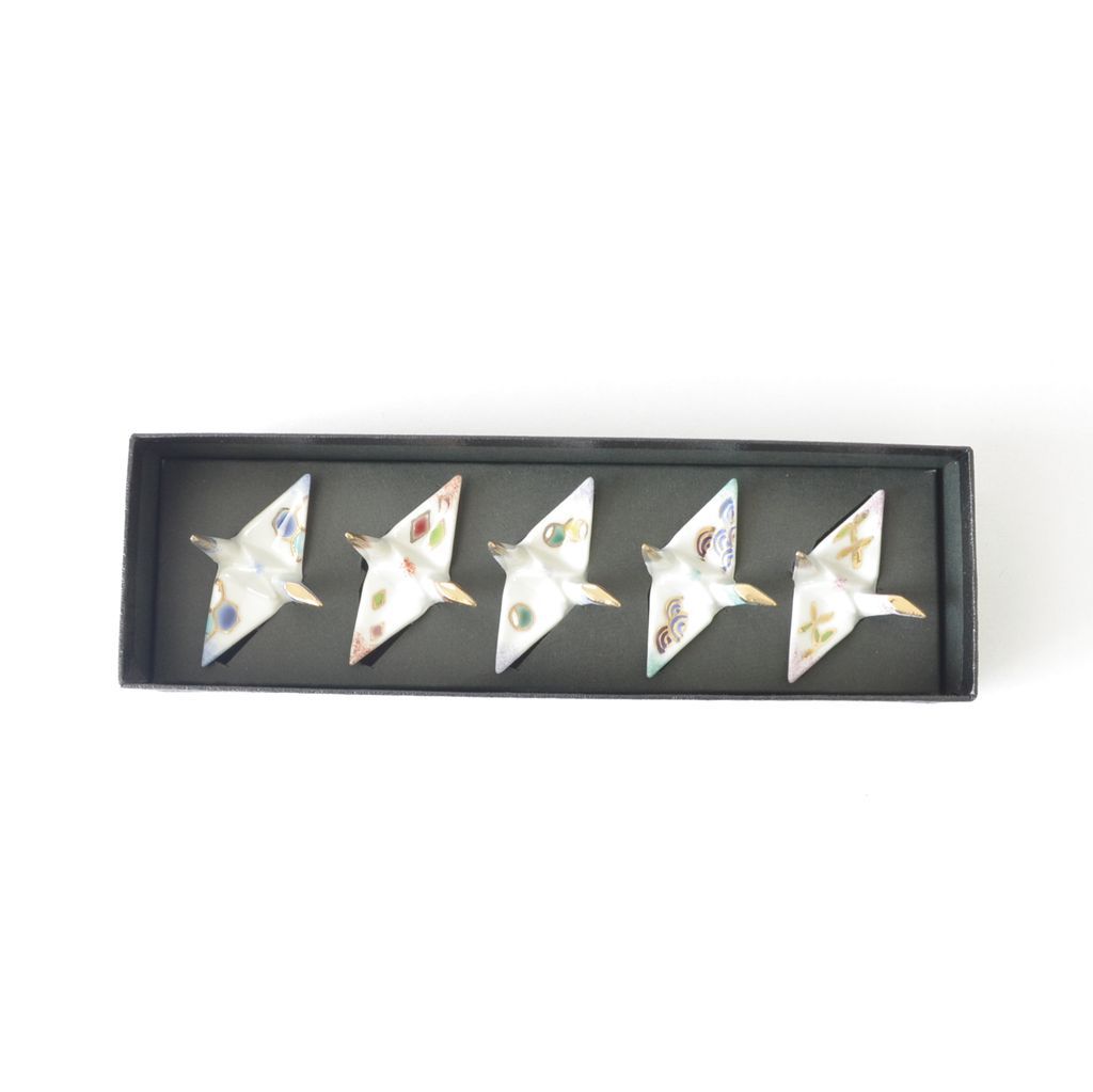 Kiyomizu ware chopstick rest pcs set origami crane