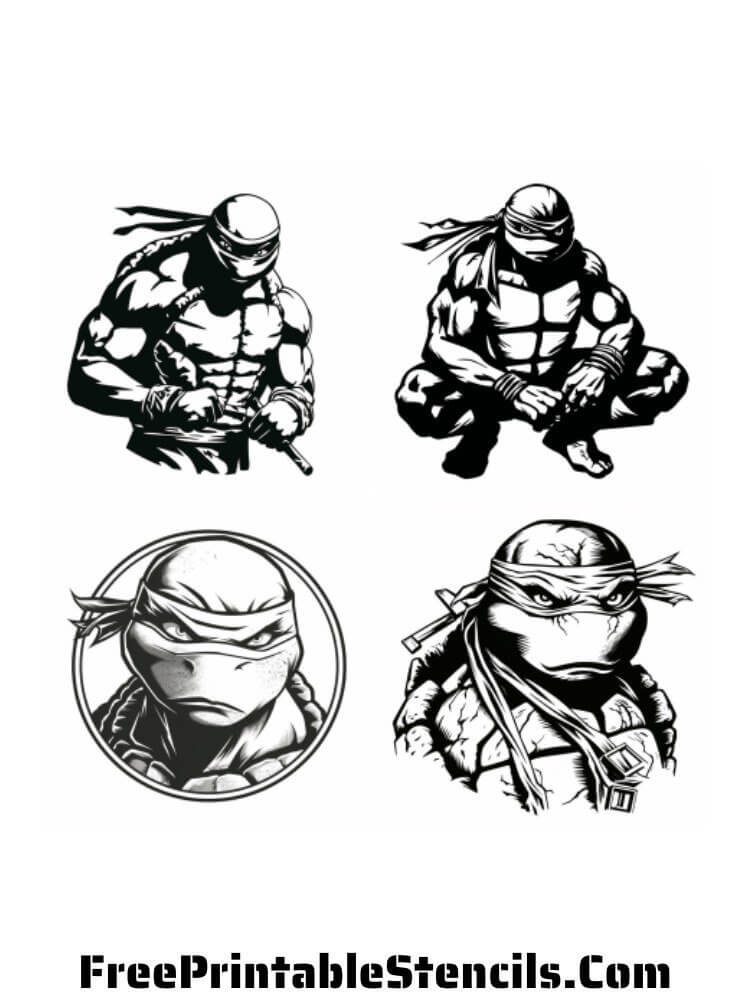 Free printable ninja turtles stencils and silhouettes