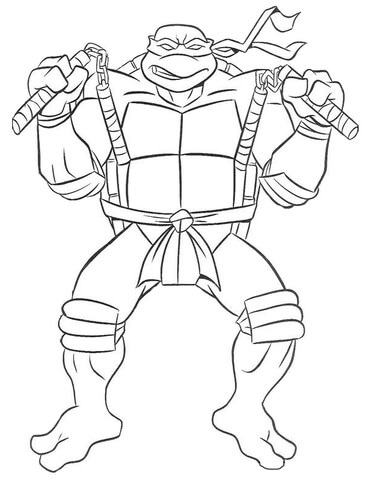Michelangelo ninja turtle coloring page free printable coloring pages