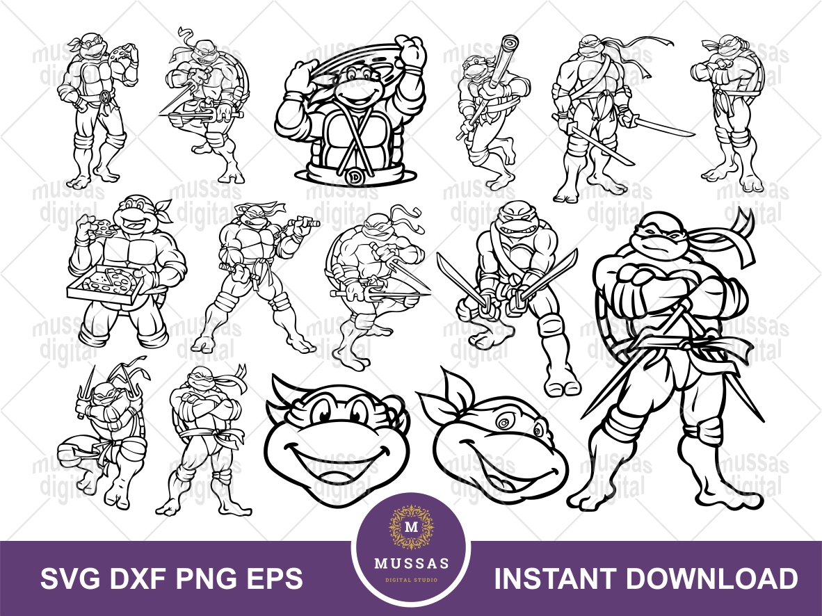 Ninja turtles outline svg vector coloring page individual ninja turtles png