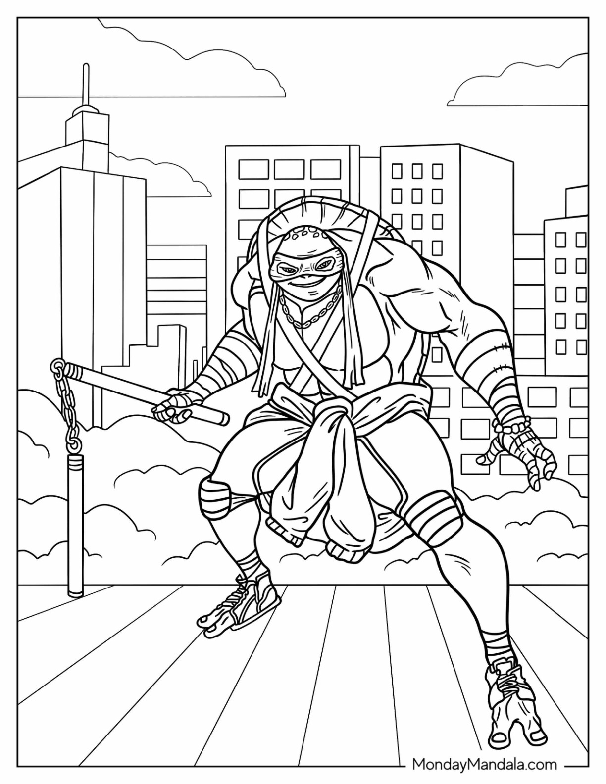Ninja turtles coloring pages free pdf printables