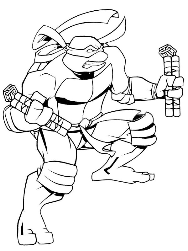 Fighting michelangelo coloring page
