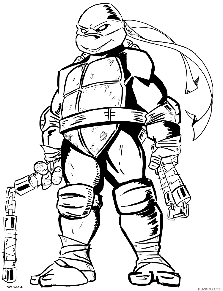 Ninja turtles cool michelangelo coloring page