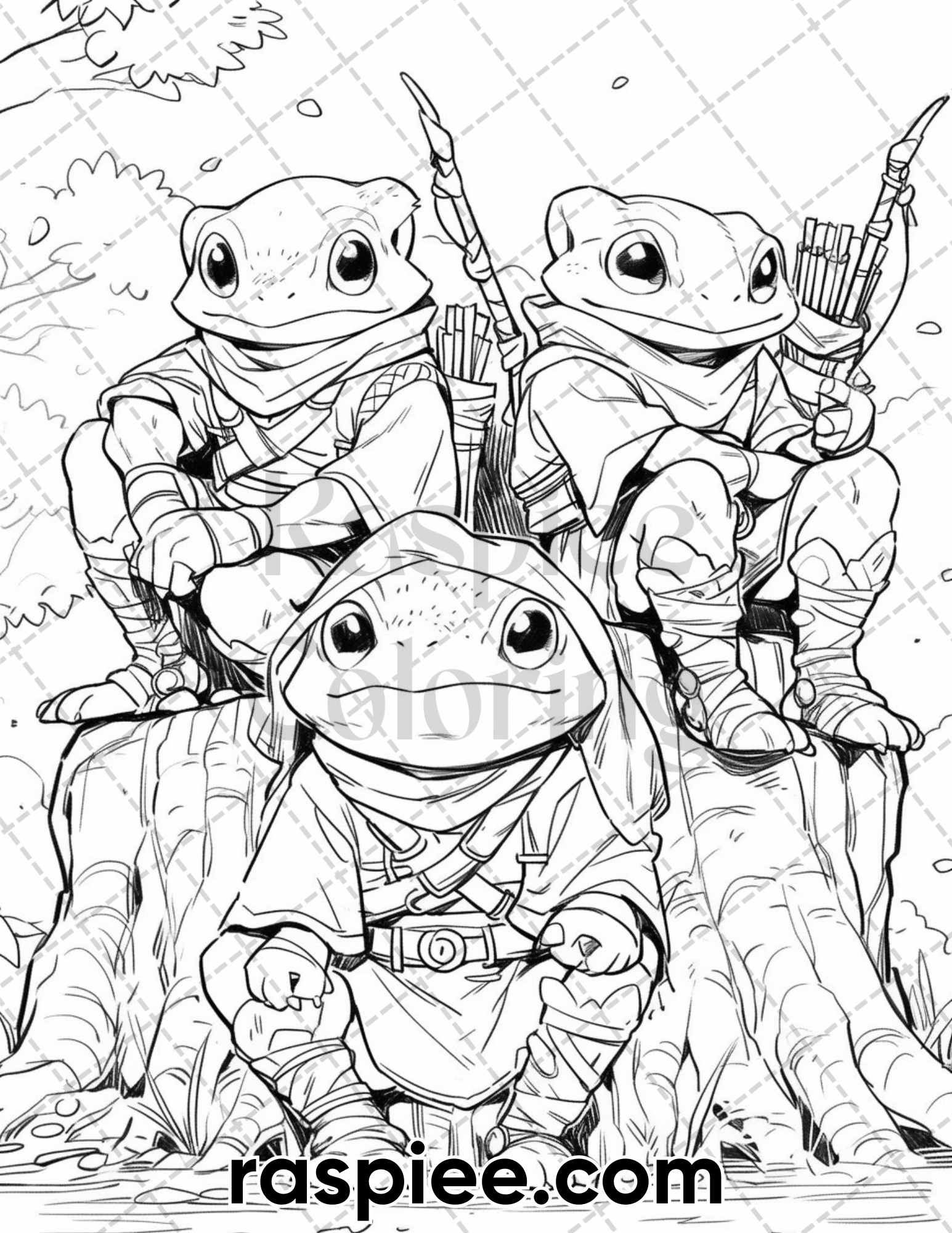 The frog kingdom grayscale coloring pages for adults printable pdf â coloring