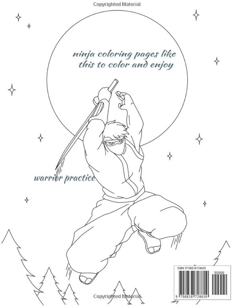 Ninja warriors coloring book for adults or kids by davis teri