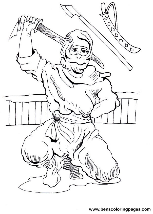 Ninja warrior coloring pages for kids