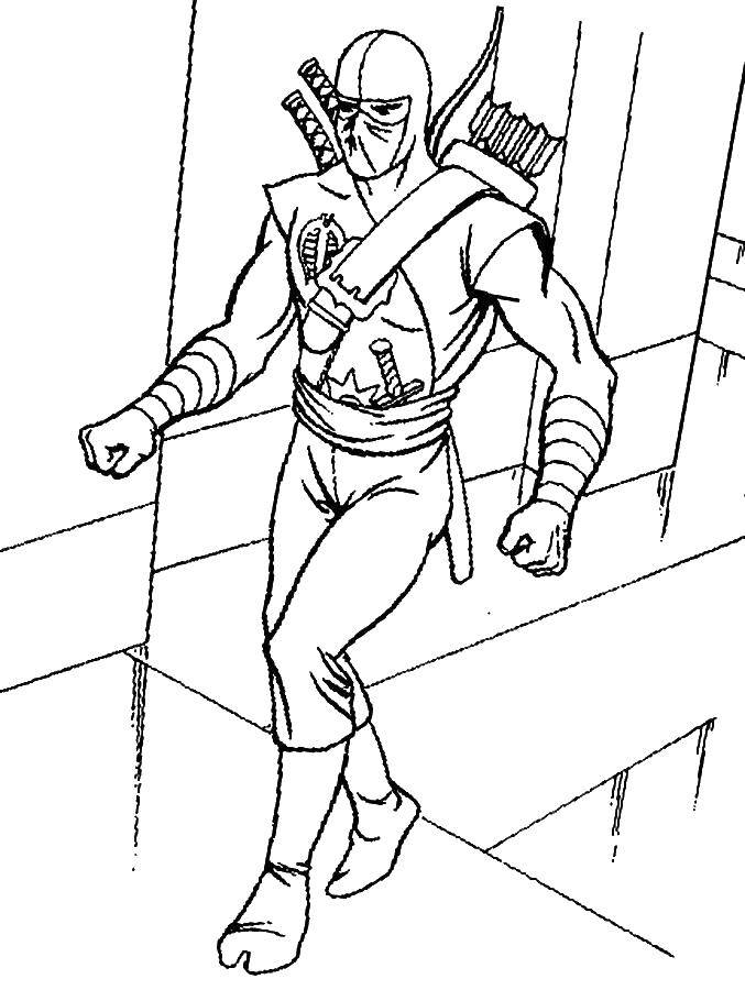Online coloring pages ninja coloring crouching ninja ninja