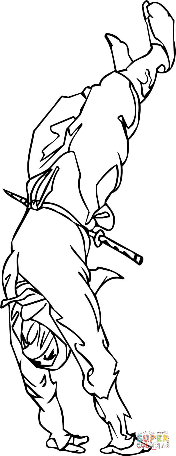 Ninja on his hands coloring page free printable coloring pages