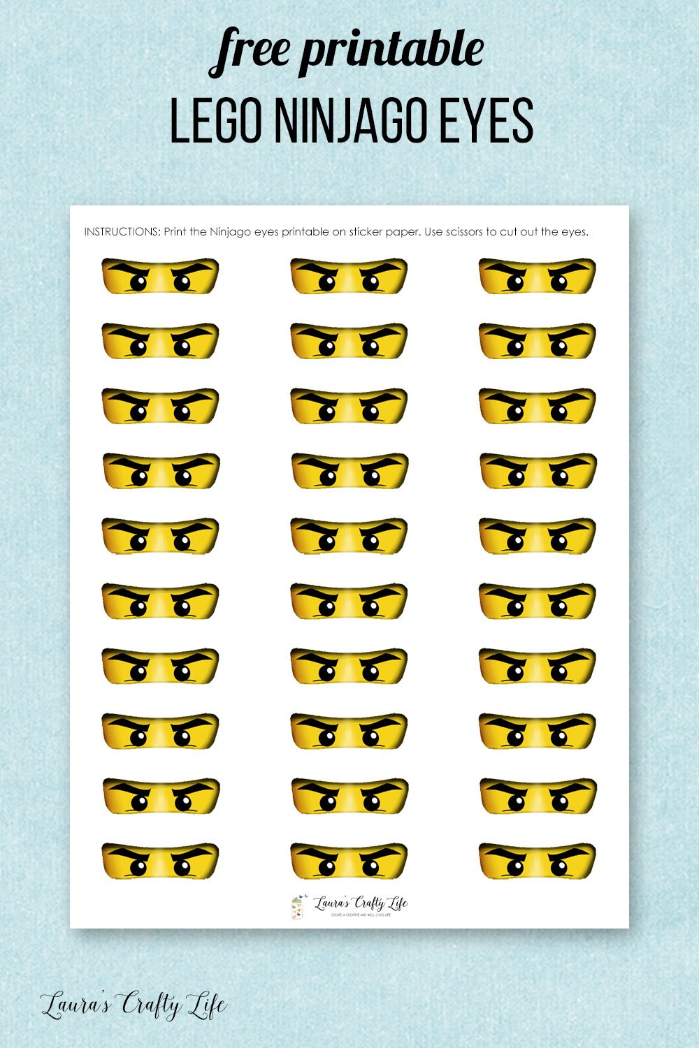 Ninjago lollipops and printable ninjago eyes