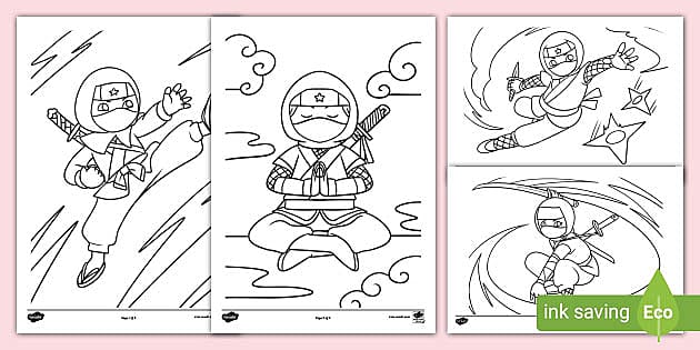 Ninja colouring pages teacher