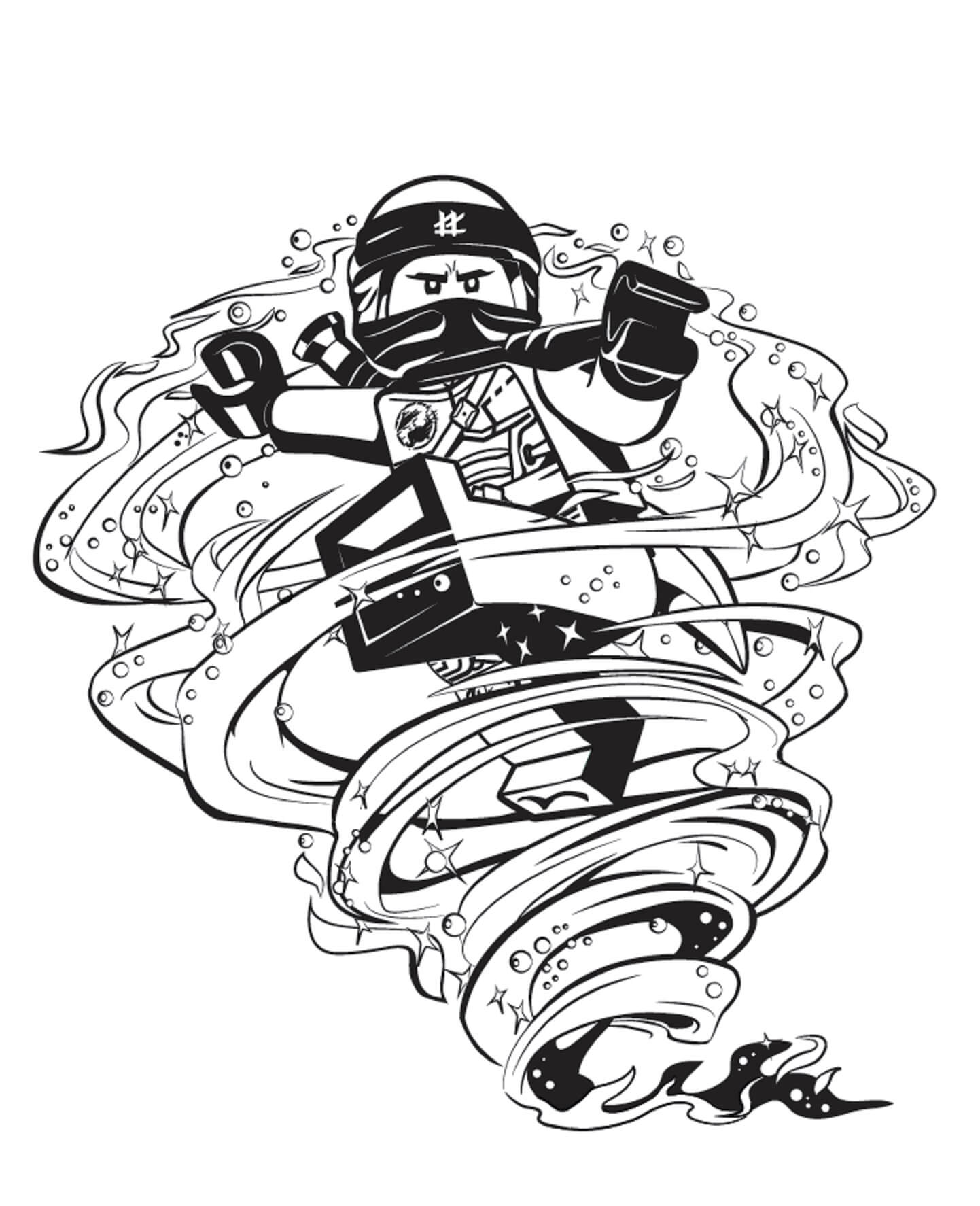 Ninjago with tornado coloring page