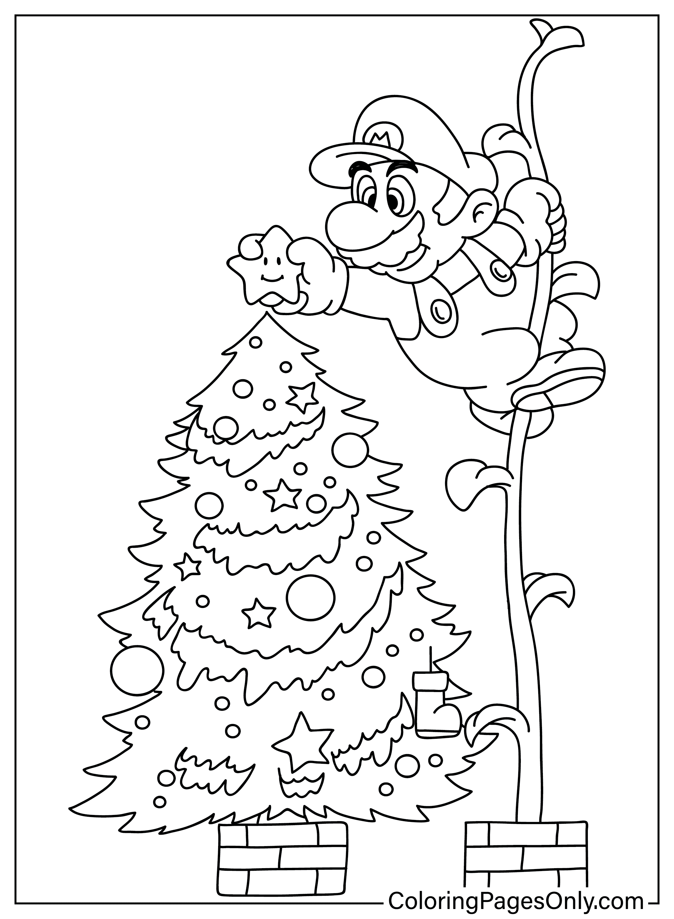 Christmas mario coloring page