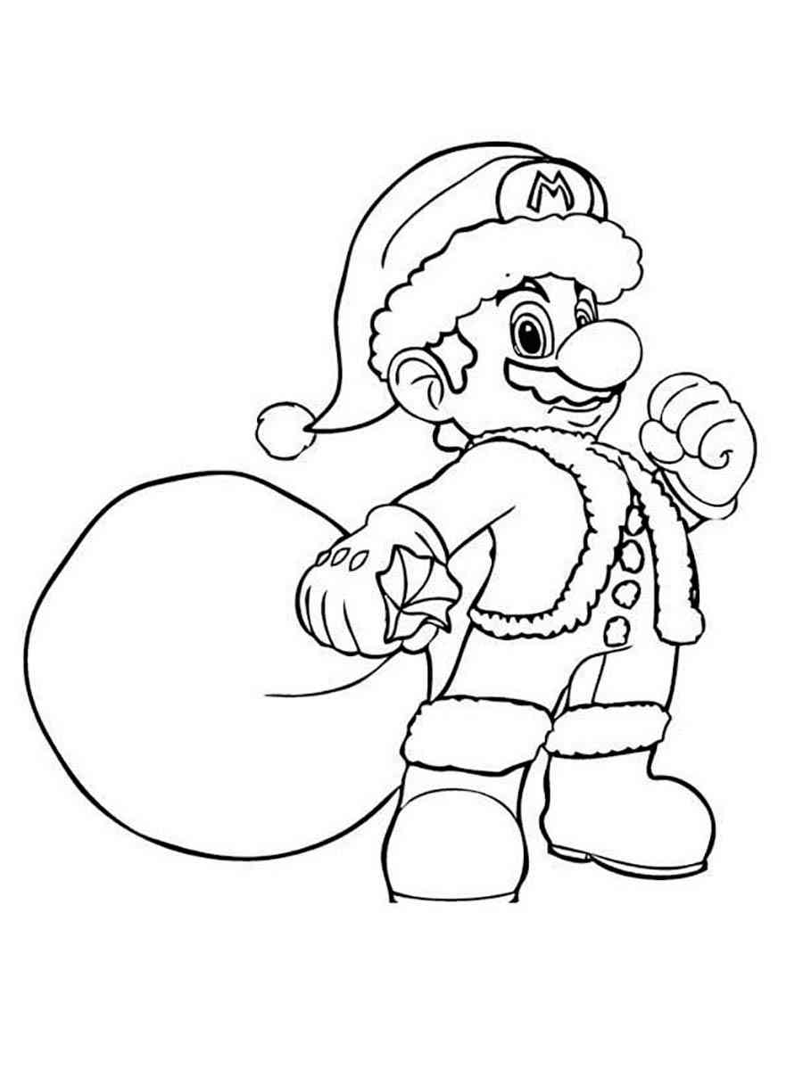 Mario christmas coloring page