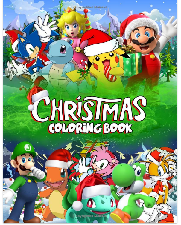 Pokemon mario sonic christmas loring book kids drawing activity gift boys