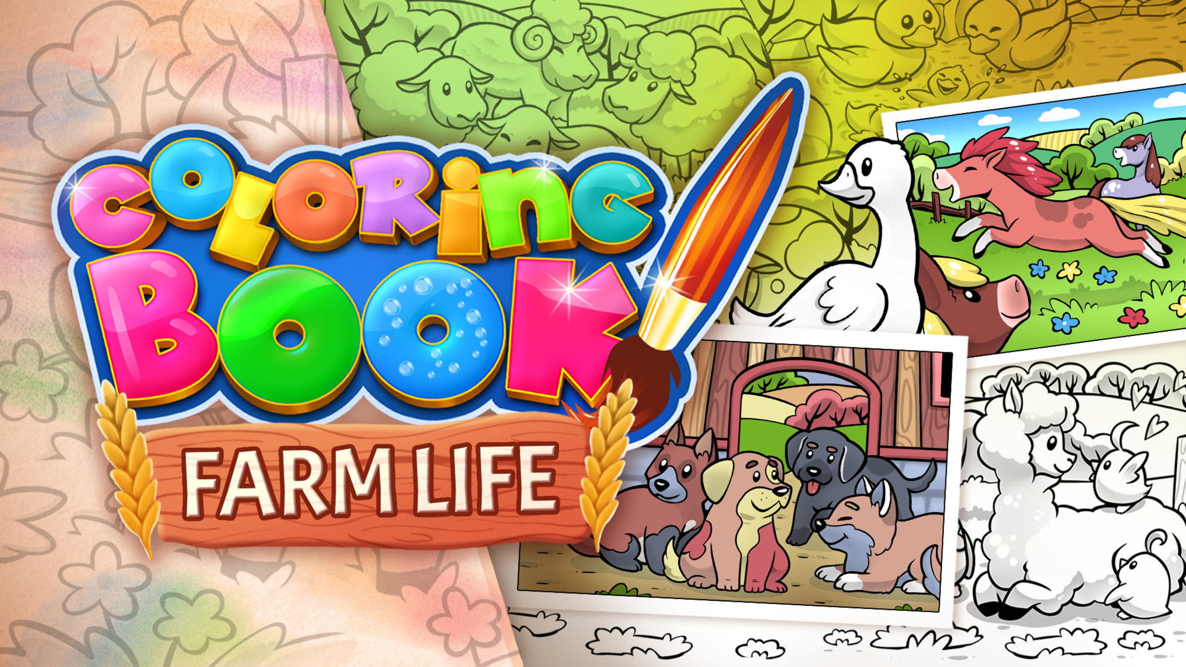 Coloring book farm life