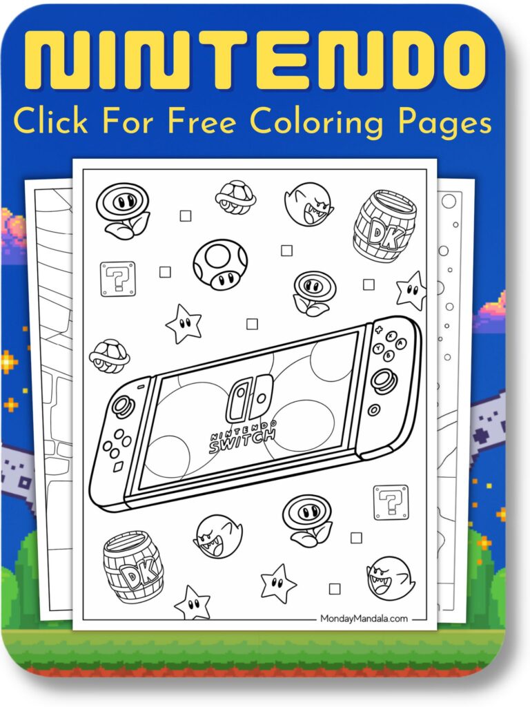 Video game coloring pages free pdf printables