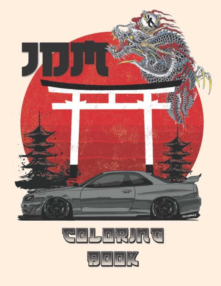 Jdm coloring book japanese coloring book for adults pages to color mega size book old school rs books gamma books