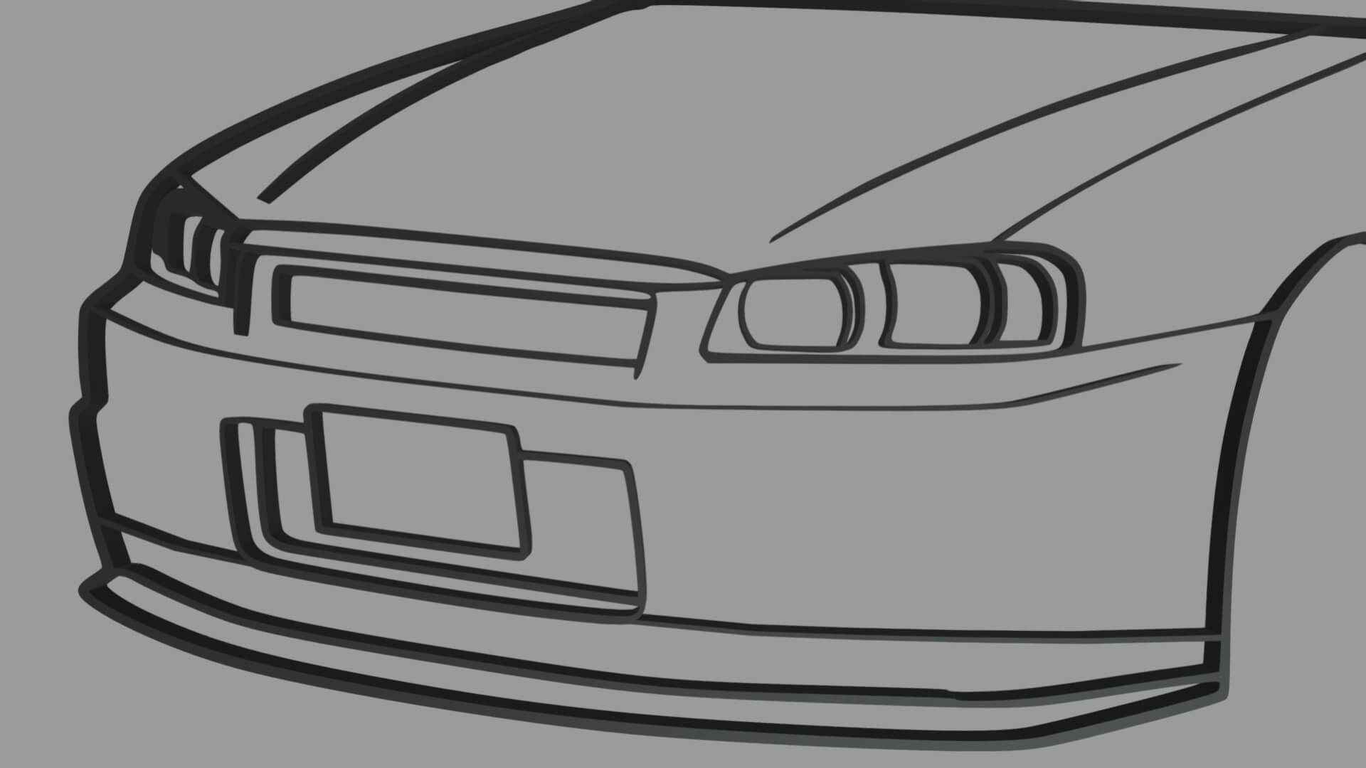 Nissan skyline gtr r wall silhouette