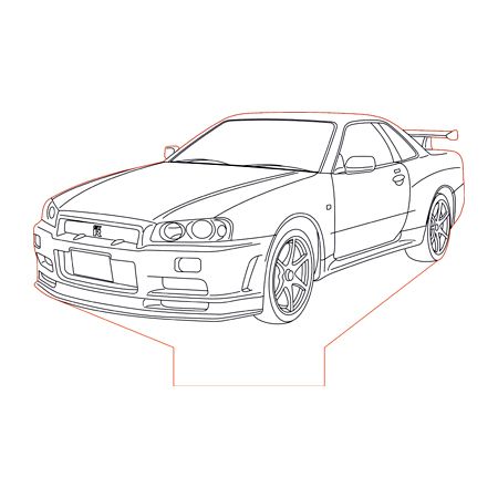 Nissan gtr r d illusion lamp plan vector file