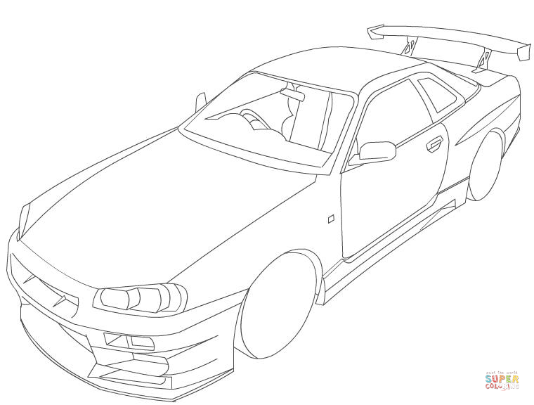 Nissan skyline r coloring page free printable coloring pages