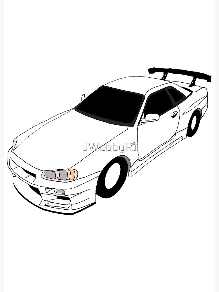 Nissan skyline r gtr uncoloured art board print for sale by jwebbyr