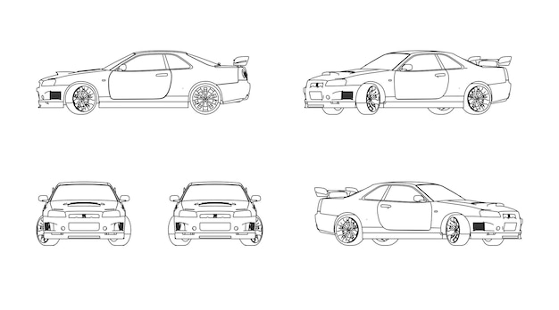 Premium vector a drawing of a nissan gt