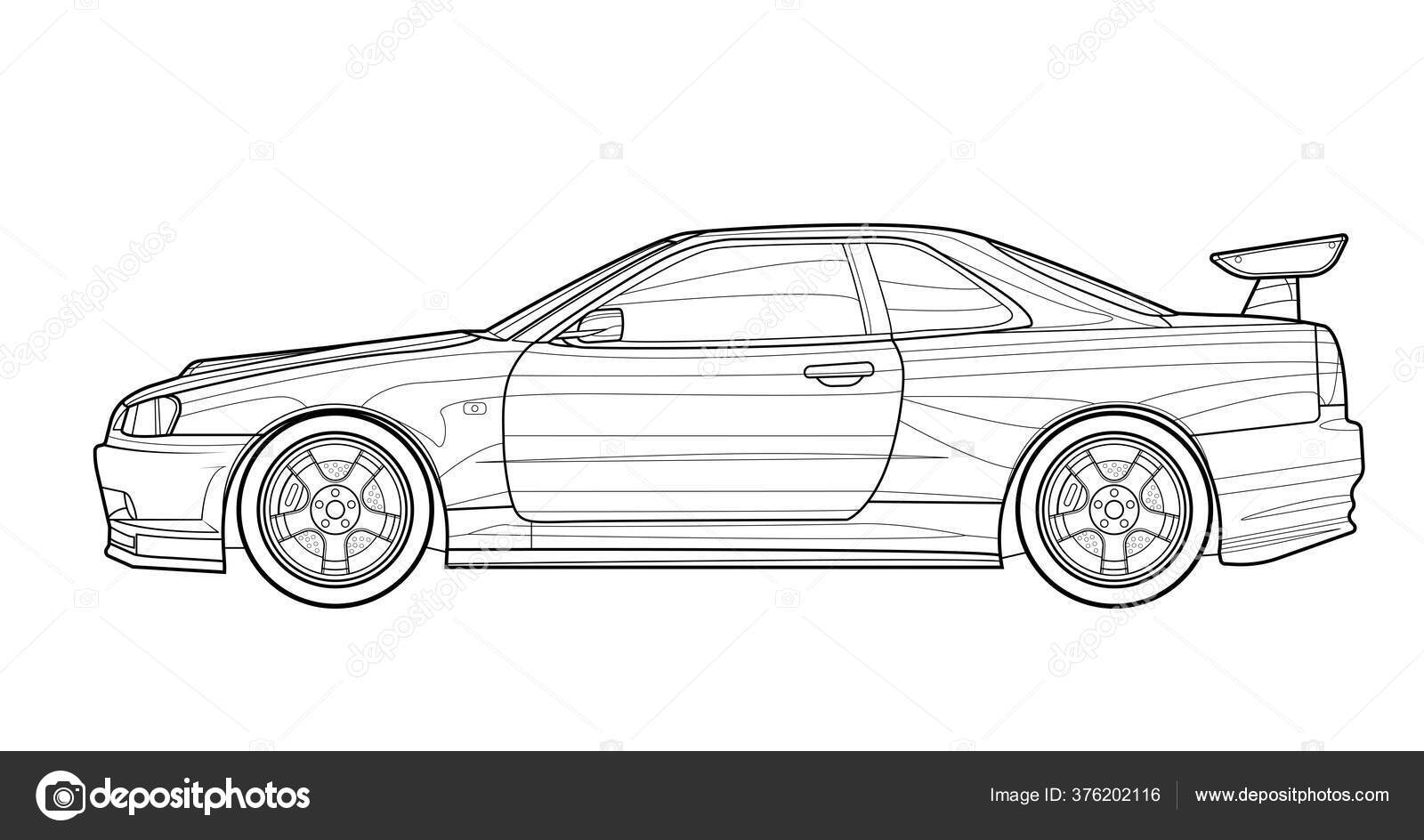 Vehicle graphic adult coloring book paper page drawing avto vector stock vector by alweeceed
