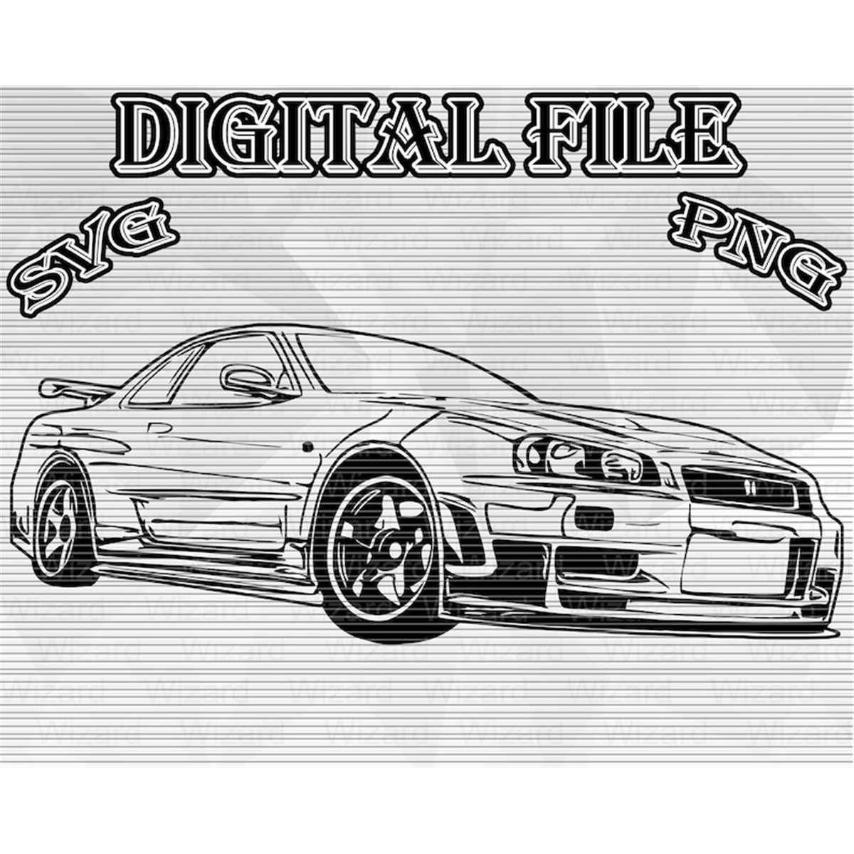 Nissan skyline r svg vector art illustration drawing sky
