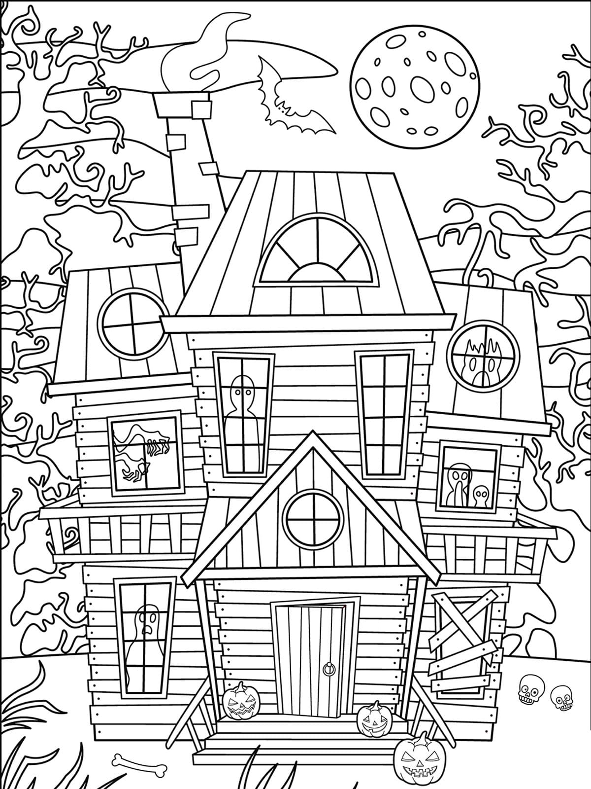 Haunted house coloring pages