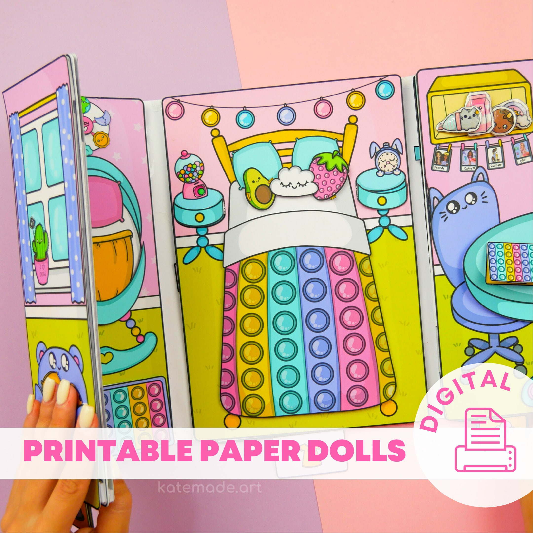 Printable dollhouse pop it activities for kids diy busy book