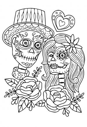 Free printable day of the dead coloring pages for adults and kids