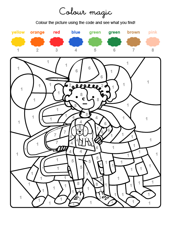 Colour by numbers un nião y su amigo el perro