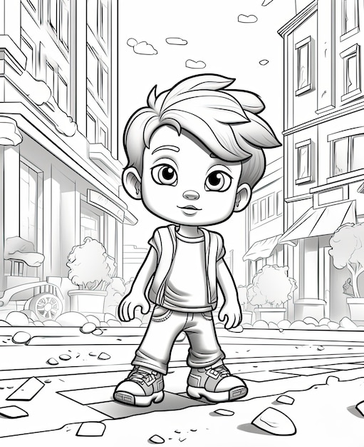 Premium ai image coloring page for young kids cartoon style thick lines low detail no shading